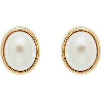Finesse Oval Pearl Stud Earrings - Gold/White