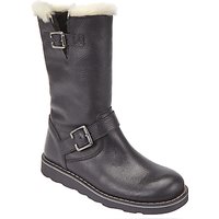 John Lewis Children's Leia Shearling Boots - Black Leather