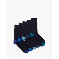 John Lewis Heel And Toe Socks, Pack Of 5 - Blue