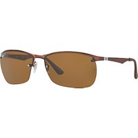 Ray-Ban RB3550 Polarised Rectangular Sunglasses - Copper