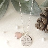 Merci Maman Personalised Gemstone Disc Pendant Necklace - Gold/Rose Chalcedony