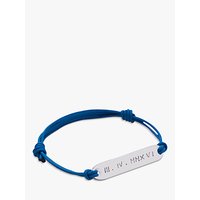 Merci Maman Personalised Sterling Silver Men's Identity Bracelet - Blue