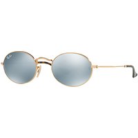 Ray-Ban RB3547N Oval Flat Lens Sunglasses - Gold/Mirror Silver