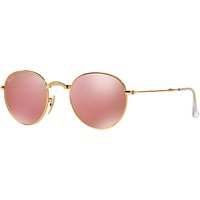 Ray-Ban RB3532 Folding Round Sunglasses - Gold/Dark Pink