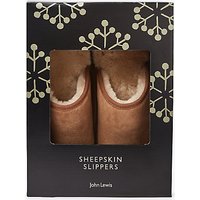 John Lewis Sheepskin Mule Suede Slippers - Chestnut