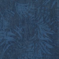 Palm Leaf Print Linen Fabric - Indigo