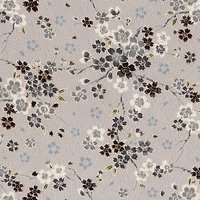 Kokka Japanese Floral Print Fabric - Grey/Blue