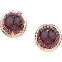 London Road 9ct Rose Gold Bubble Stud Earrings - Garnet