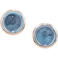 London Road 9ct Rose Gold Bubble Stud Earrings - Blue Topaz