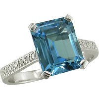 EWA 18ct White Gold Diamond Shoulder Cocktail Ring - Blue Topaz