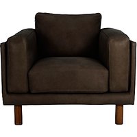 Design Project By John Lewis No.002 Leather Armchair, Dark Leg - Selvaggio Peat Leather