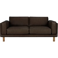 Design Project By John Lewis No.002 Large 3 Seater Leather Sofa, Dark Leg - Selvaggio Peat Leather