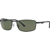 Ray-Ban RB3498 Rectangular Polarised Sunglasses - Black/Green