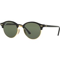 Ray-Ban RB4246 Clubround Polarised Round Sunglasses - Black/Dark Green