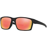 Oakley OO9264 Mainlink Polarised Rectangular Sunglasses - Matte Black/Orange