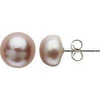 Claudia Bradby Freshwater Pearl Button Stud Earrings, 9-10mm - Pink
