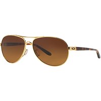 Oakley OO4079 Feedback™ Polarised Aviator Metal Frame Sunglasses - Gold/Brown Gradient
