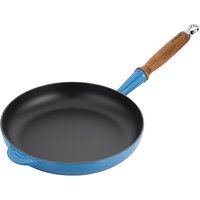 Le Creuset 26cm Cast Iron Frying Pan With Wood Handle - Marseille Blue