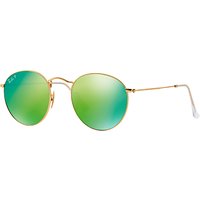 Ray-Ban RB3447 Polarised Oval Sunglasses - Gold/Mirror Green