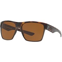 Oakley OO9350 Two Face XL Square Sunglasses - Polished Havana/Dark Brown