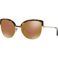 Bvlgari BV6082 Cat's Eye Half Frame Sunglasses - Tortoise/Mirror Brown