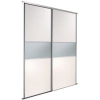Fineline White Mirror Sliding Wardrobe Door Kit (H)2220 Mm (W)762 Mm Pack Of 2 - 5055332134324