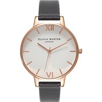 Olivia Burton Women's White Dial Leather Strap Watch - Black/White