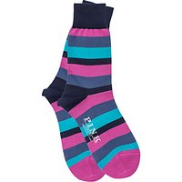 Thomas Pink Rowland Stripe Socks - Teal/Blue