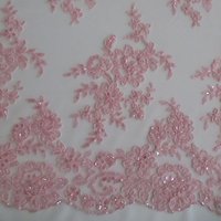 Carrington Fabrics Naomi Bead Bridal Lace Fabric - Pink