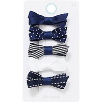 John Lewis Girls' Mixed Bow Clips, Pack Of 5 - Navy
