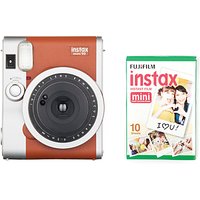 Fujifilm Instax Mini 90 Instant Camera With 10 Shots Of Film, Built-In Flash & Hand Strap - Tan