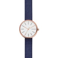 Skagen Women's Signatur Leather Strap Watch - Navy/White