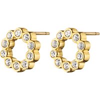 Dyrberg/Kern Textured Crystal Round Stud Earrings - Gold