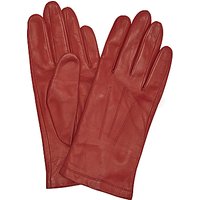 John Lewis Leather Fleece Lined Gloves - Red
