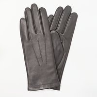 John Lewis Leather Fleece Lined Gloves - Grey
