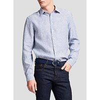 Thomas Pink Tennent Classic Fit Linen Stripe Shirt - Navy/White