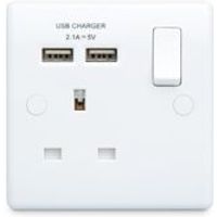 British General 13A White Switched Single Socket & 2 X USB - 5050765117272