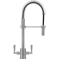 Franke Olympus Pull Out Nozzle 2 Lever Mixer Kitchen Tap - Silk Steel