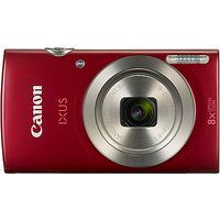 Canon IXUS 185 Digital Camera, HD 720p, 20.0MP, 8x Optical Zoom, 16x Zoom Plus, 2.7 LCD Screen With Wrist Strap - Red