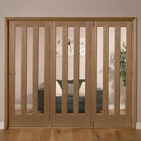 Saxton Vertical 3 Lite Oak Veneer Glazed Internal Folding Door RH (H)2035mm (W)2146mm - 5011944039433
