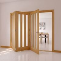 Saxton Vertical 3 Lite Oak Veneer Glazed Internal Folding Door LH (H)2035mm (W)2374mm - 5011944039440
