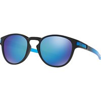 Oakley OO9265 Latch Polarised Round Sunglasses - Matte Black/Mirror Blue