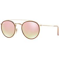 Ray-Ban RB3647N Double Bridge Round Sunglasses - Gold/Mirror Pink