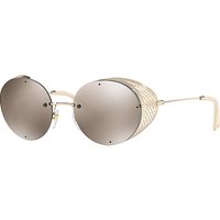Valentino VA2003 Cut Out Detail Round Sunglasses - Gold/Mirror Beige