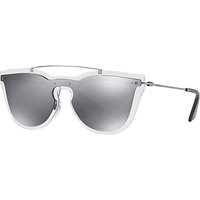 Valentino VA4008 Oval Sunglasses - Silver/Mirror Black