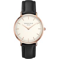 ROSEFIELD Women's The Bowery Leather Strap Watch - Black/Rose Gold