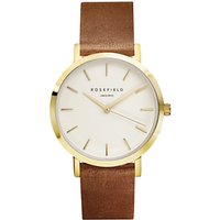ROSEFIELD Women's The Gramercy Leather Strap Watch - Tan/Cream