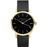 ROSEFIELD Women's The Gramercy Leather Strap Watch - Black/Gold