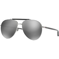 Gucci GG0014S Aviator Sunglasses - Silver/Mirror Grey