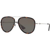 Gucci GG0062S Aviator Sunglasses - Dark Tortoise/Grey